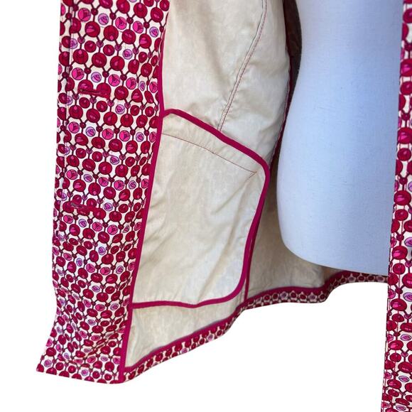 GAP Spring Tulips Pink Red Trench Coat Size Medium Coat - Picture 6 of 7